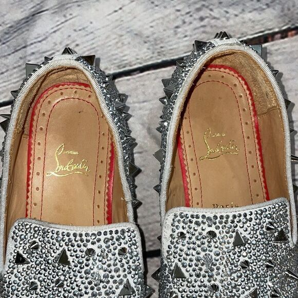 Spiked Silver Christian Louboutin Suede Burma Potpourri Dandy Smoking Sh… - Picture 11 of 14